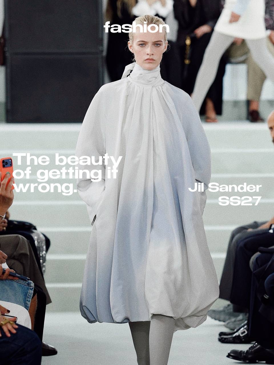 Perfection, slightly disturbed.

For SS27, Simone Bellotti takes the precision of @jilsander and allows something human to interfere.

Tailoring twists around the body, collars fall out of place, fabrics arrive already creased and immaculate uniforms slowly lose their composure. Everything feels considered, yet somehow touched by accident.

Because when minimalism is everywhere, perfection is no longer enough. Bellotti searches instead for the beauty of something slightly wrong: vulnerability inside discipline, instinct inside control.

Nothing is really broken. It has simply been lived in.

Perfection becomes interesting when it starts to slip.
