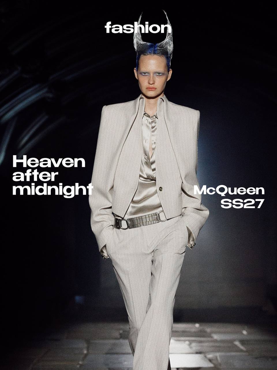 Heaven after midnight.

For SS27, Seán McGirr brings @alexandermcqueen home to London, somewhere between the serenity of a Renaissance painting and the beautiful chaos of a South London rave.

Savile Row tailoring grows into angel wings. Bodies emerge through corsetry and sheer fabrics, while evening dresses feel made not for standing still, but for disappearing into the night.

There is something sacred in the disorder. Beauty gets dirtier, elegance loses its manners and transcendence is found somewhere between the chapel and the dancefloor.

This is London through McQueen: romantic, wrong and gloriously alive.
