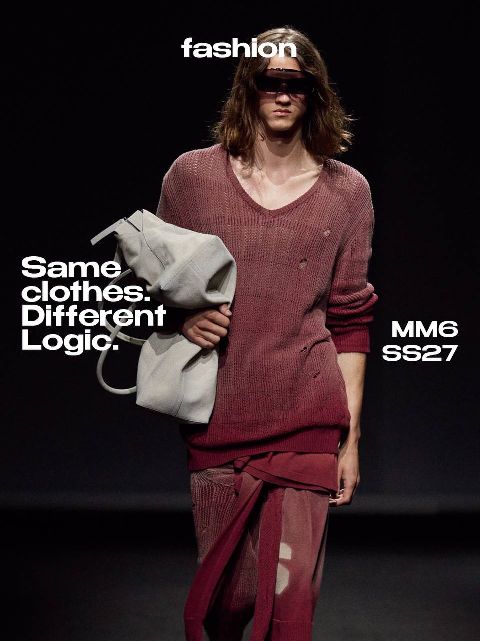What if clothes forgot what they were supposed to be?

For SS27, @mm6maisonmargiela takes the familiar and quietly moves everything out of place. Shirts become dresses, trousers shift into skirts, knitwear slips across the body. Nothing is completely transformed, yet nothing behaves quite as expected.

There is something instinctive about it: getting dressed before learning the rules of getting dressed. Familiar pieces are twisted, folded and displaced, allowing function to become suggestion rather than instruction.

It is not about creating something new, but finding possibility in what already exists. A wardrobe becomes interesting again the moment we stop wearing it correctly.

Wear it wrong. Make it yours.