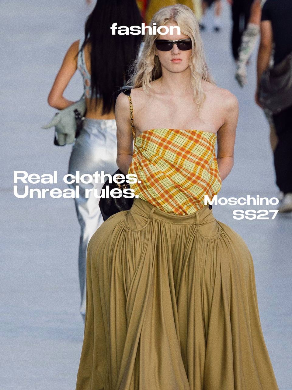 What if fashion stopped taking itself so seriously?

For SS27, Loris Messina and Simone Rizzo enter @moschino by bringing fashion back to the people who actually wear it.

Everyday clothes are pushed slightly too far. Bodies are exaggerated, proportions become absurd and familiar ideas of beauty begin to look almost ridiculous. Humour is everywhere, but the joke is never completely innocent.

Rather than recreating Franco Moschino’s language, the duo seems interested in recovering his instinct: questioning fashion by playing with it.

Because sometimes the most serious thing you can do is refuse to behave seriously.

Real clothes. Unreal rules.