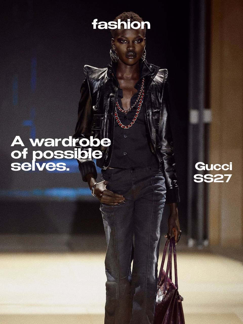 Who do you want to be tonight?

For SS27, Demna continues to build @gucci through characters rather than rules. Glamour becomes a performance: something worn, exaggerated and transformed depending on who steps inside it.

The familiar codes of the house return with a different tension. Sensuality meets restraint, polish brushes against something more provocative, and Italian elegance is allowed to become excessive, seductive, even slightly artificial.

There is no interest in defining one Gucci woman. Instead, identity becomes something fluid, constructed through clothes and changed whenever desire asks for it.

Because sometimes getting dressed isn’t about revealing who you are.

It’s about deciding who you want to become.