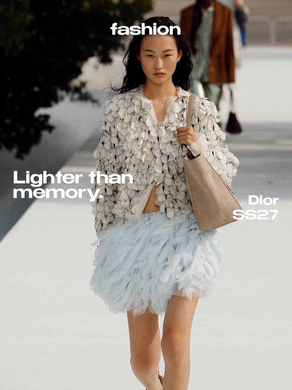 What if heritage didn’t have to feel heavy?

For SS27, Jonathan Anderson lets @dior move with the air. The architecture of the house begins to soften: tailoring becomes transparent, flowers float around the body and familiar silhouettes lose the rigidity that once defined them.

Nothing disappears. The Bar jacket is still there, the romance is still there, but the weight begins to dissolve.

There is something intimate about seeing history become this fragile. Tradition is no longer an armour to carry, but something that can move, change and breathe with the person wearing it.

Perhaps the lightest way forward is not to escape the past.