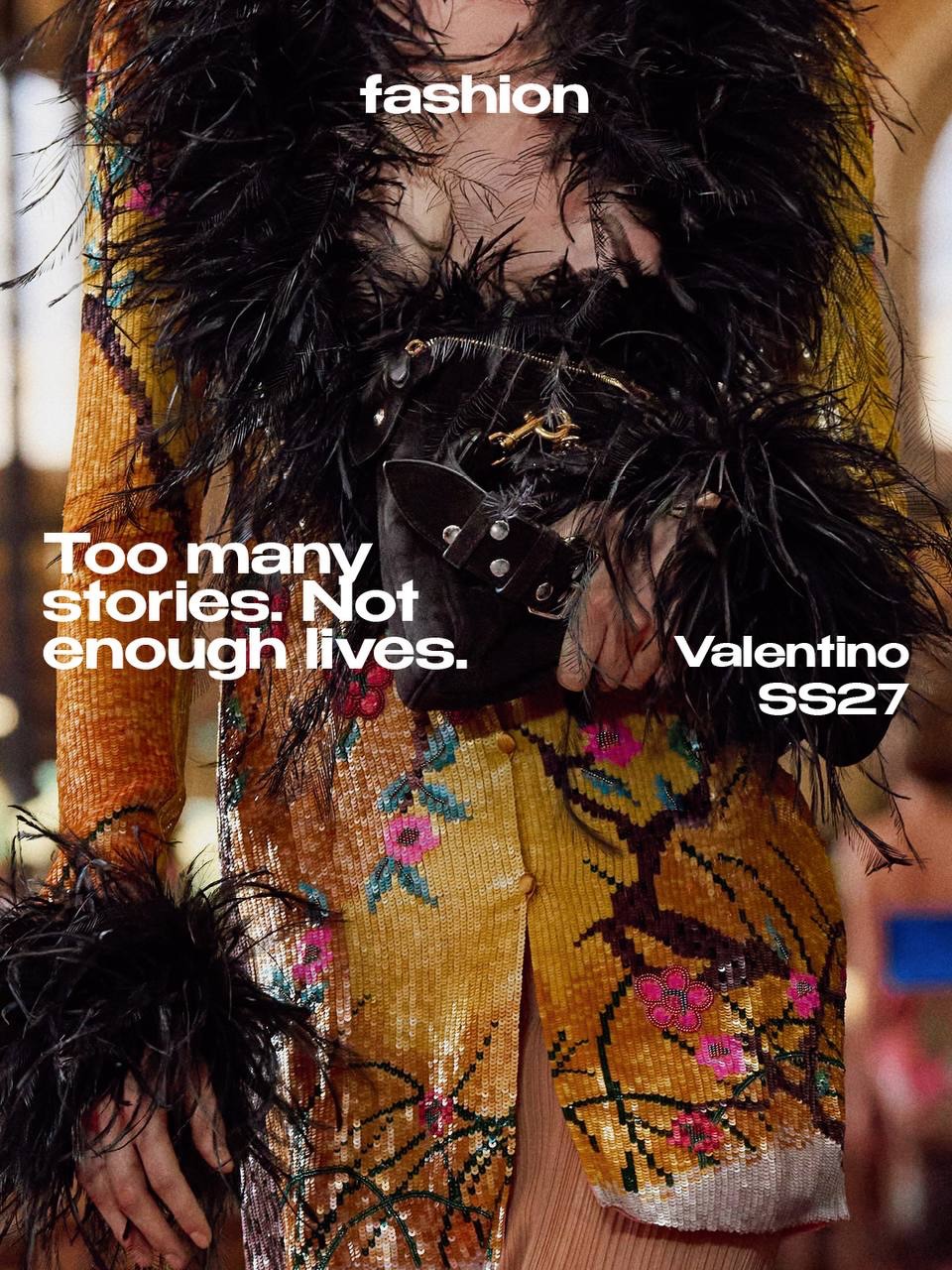 Some stories are beautiful precisely because they remain unread.

For SS27, Alessandro Michele transforms @maisonvalentino into a library of possibilities, where clothes exist somewhere between what we are and everything we have yet to become.

Corsets, lace, feathers and oversized bows collide in a wardrobe that refuses to settle into a single identity. Colours interrupt one another, decades overlap and familiar codes are rewritten through an almost obsessive accumulation of beauty.

Inspired by Umberto Eco’s idea of the antilib rary, Michele imagines fashion as a collection of unrealised desires. Clothes become stories waiting for a body, characters waiting for a life, possibilities that may never need to become reality.

Perhaps the beauty of fashion lies not only in what we choose to wear, but also in everything we allow ourselves to imagine. 

What if nature was never meant to be innocent?

For SS27, Miguel Castro Freitas lets @muglerofficial return to instinct. Insects, flowers, feathers and animal skins are magnified, distorted and reconstructed until the body begins to resemble something no longer entirely human.

Nature becomes artificial. The artificial starts to feel alive. Feathers grow from unexpected places, flowers mutate into plastic and familiar Mugler curves become the anatomy of imaginary creatures.

Inspired by Björk’s radical freedom, the collection finds beauty in transformation rather than perfection. A world where the body is not something fixed, but something capable of becoming endlessly strange.

Because at Mugler, evolution was never about becoming more human. 

For his first Haute Couture collection at @jeanpaulgaultier, @duranlantikyo chose transformation over nostalgia. Rather than recreating the house’s most iconic codes, he treated couture as a living organism, reshaping silhouettes, distorting proportions and challenging the relationship between garment and body.

Historical references surfaced only to be manipulated: exaggerated volumes, sculptural tailoring and hybrid constructions turned familiar forms into something unexpectedly contemporary. The body became fluid, constantly redefined by the clothes it wore.

While the thea